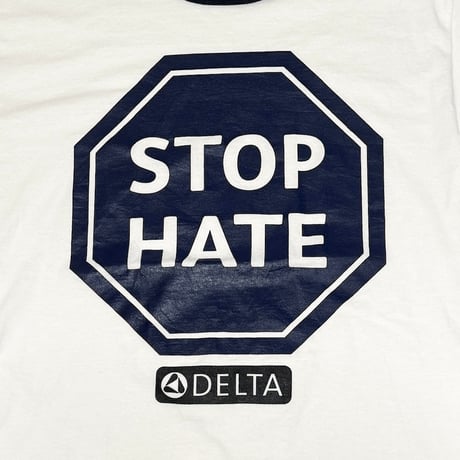 【USED】00's DELTA AIR LINES STOP HATE RINGER T-SHIRT