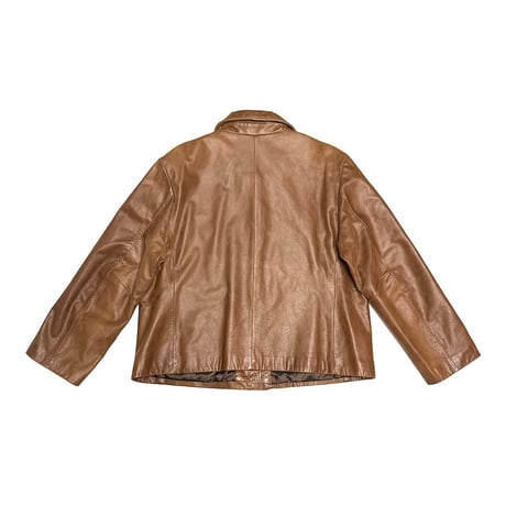 【USED】00's Eddie Bauer Boxy Silhouette Brown Leather Jacket