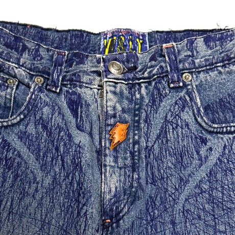 【USED】90's W.&L.T. "KISS THE FUTURE" Graffiti Print Denim Pants