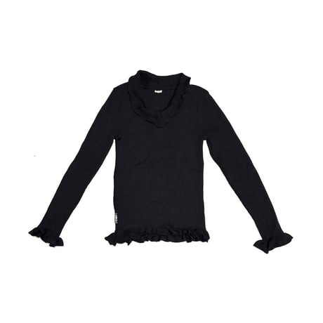 【USED】90's-00's MOIRA Black Ruffled Knit Top