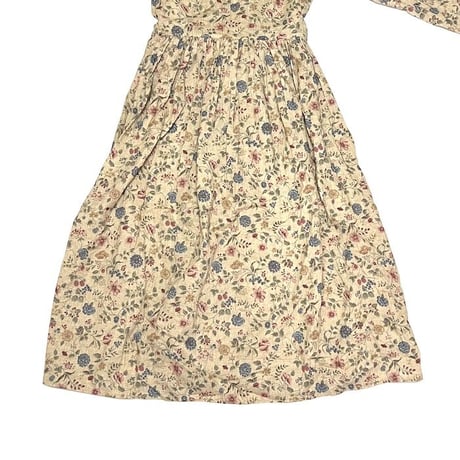 【USED】80'S-90'S BOTANICAL PATTERN DRESS BEIGE