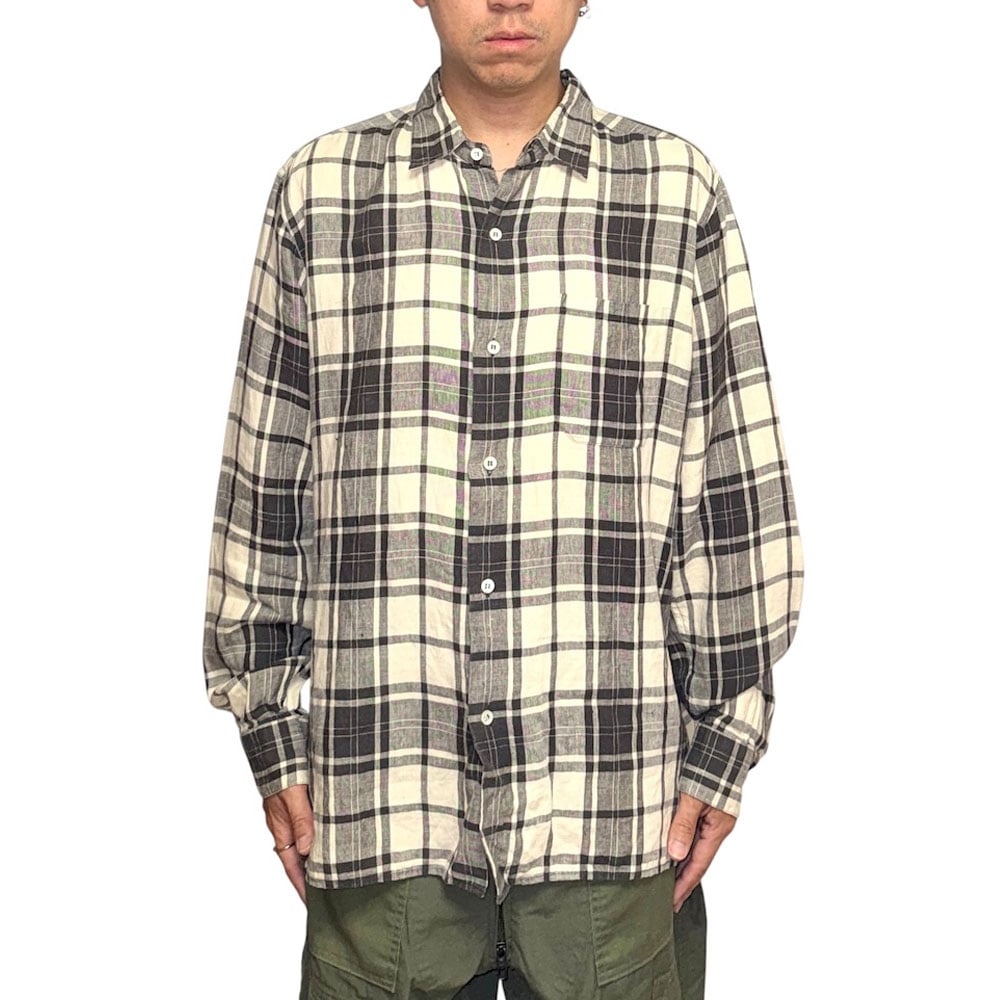 USED】90's agnès b. homme Black & Ivory Plaid L