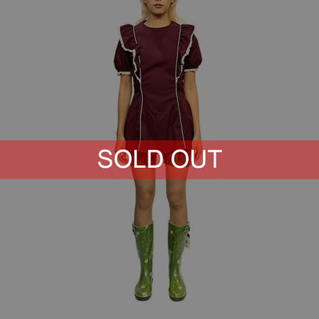 【USED】70'S BURGUNDY PEPLUM TUNIC / MINI DRESS