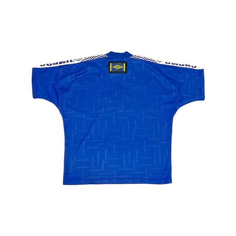 【USED】90'S OLD UMBRO MOCK NECK FOOTBALL T-SHIRT BLUE