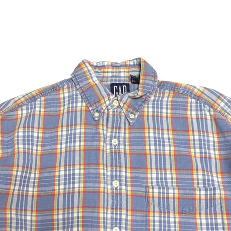 【USED】90's OLD GAP PLAID B.D. SHIRT SKY BLUE