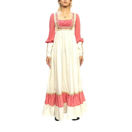 【USED】70'S Gunne Sax? TYROLEAN EMBROIDERY MAXI DRESS
