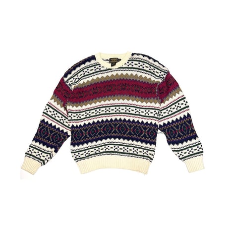 【USED】80's Eddie Bauer PATTERNED COTTON KNIT SWEATER