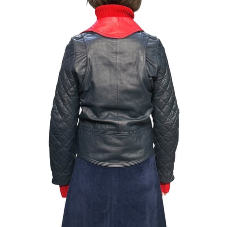 【DEAD STOCK】J.W. ANDERSON 2011AW Navy × Red Leather Biker Jacket