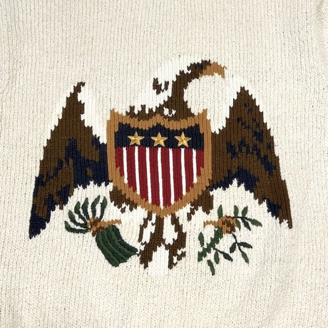 【USED】90'S TOMMY HILFIGER EAGLE COTTON KNIT SWEATER
