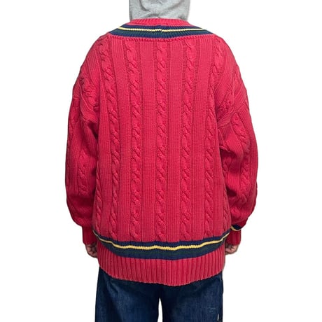 【USED】90's OLD GAP PREPPY V-NECK COTTON KNIT SWEATER