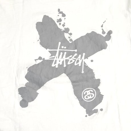 【USED】90'S STUSSY SPLASH "X" L/S T-SHIRT WHITE