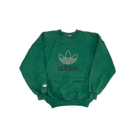 【USED】80'S ADIDAS TREFOIL EMBROIDERY SWEATSHIRT GREEN