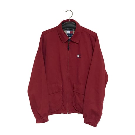 【USED】90'S TOMMY HILFIGER FLAG LOGO COTTON JACKET RED
