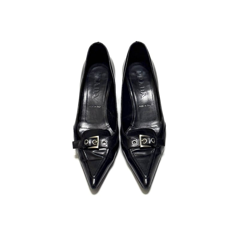 USED】00's PRADA Pointed-Toe Kitten Heel Pumps