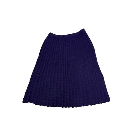 【USED】90's Deep Navy Knit Pleated Midi Skirt