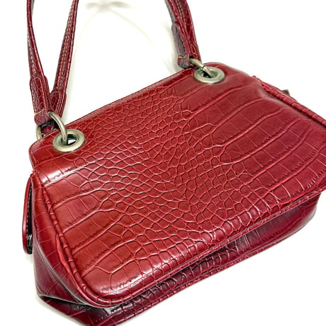 【USED】Vintage CROCODILE EMBOSSED HAND BAG