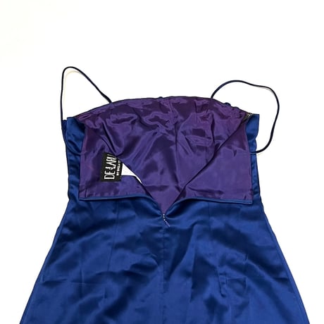 【USED】90's DE LARU by Sheila Yen BLUE ROSE SATIN DRESS