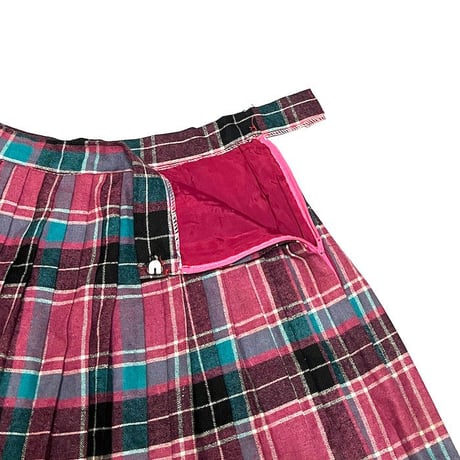 【USED】80'S WOOL PLAID PLEATED SKIRT