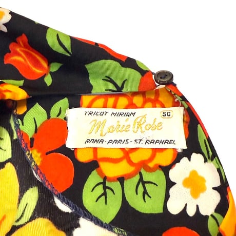 【USED】70's Marie Rose Psychedelic Flower Top