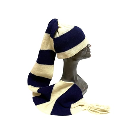 【USED】80's BORDER KNIT SCARF BEANIE