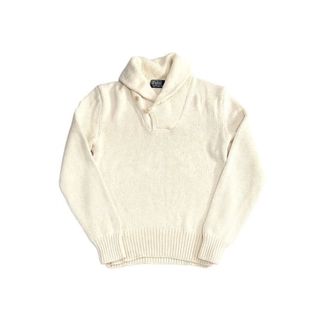 【USED】90'S POLO BY RALPH LAUREN SHAWL COLLAR COTTON SWEATER