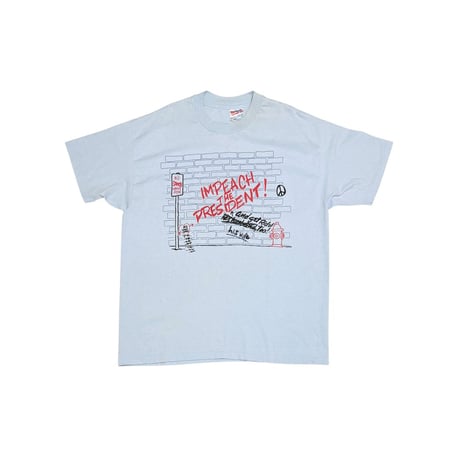 【USED】90's “Impeach The President” Political Graffiti T-shirt