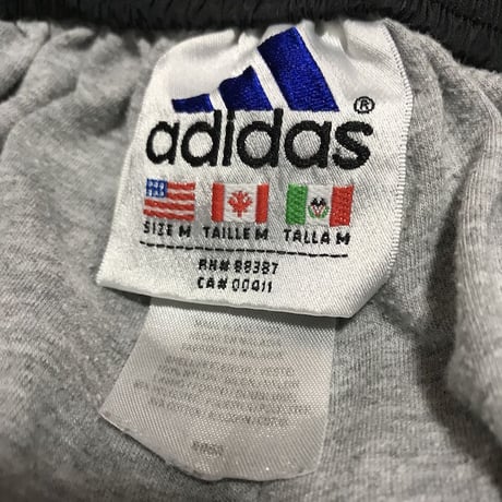 【USED】90'S  ADIDAS SIDE SEAM SLITS WITH SNAP BUTTON NYLON TRACK PANTS BLACK