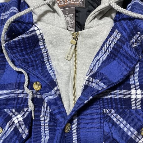 【USED】00'S MOOSE CREEK COTTON FLANNEL HOODED SHIRT JACKET