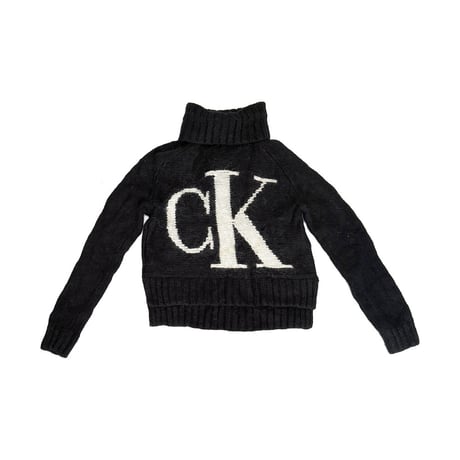 【USED】2010's CALVIN KLEIN JEANS CK LOGO HIGH NECK KNIT SWEATER