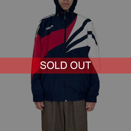 【USED】80'S ADIDAS COTTON POLY TRACK JACKET with HOOD