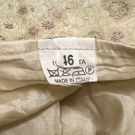 【USED】80's SILK ORGANDY FLOWER PATTERN SKIRT BEIGE ITALY