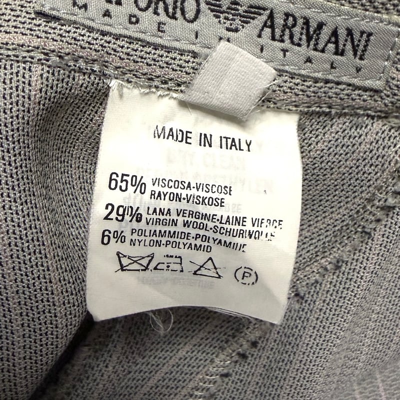 USED】90's EMPORIO ARMANI Pinstripe Split Wide