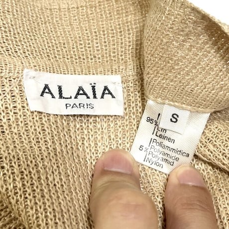 【USED】80'S AZZEDINE ALAIA LINEN KNIT LONG CARDIGAN