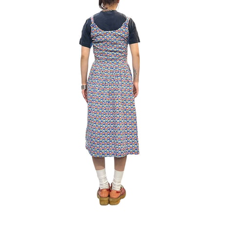 【USED】70's-80's ALLOVER PATTERN PINAFORE DRESS