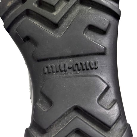 【USED】00's miu miu Leather & Canvas Square Toe Hybrid Utility Boots Black