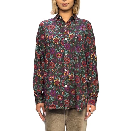 【USED】90's GUESS by Georges Marciano Floral Rayon Shirt Made in USA