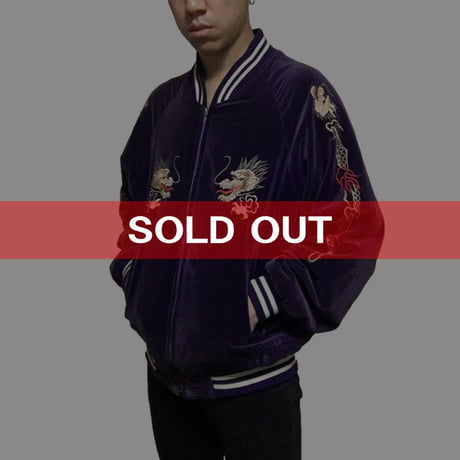 【USED】80'S-90'S VELOR SOUVENIR JACKET PURPLE