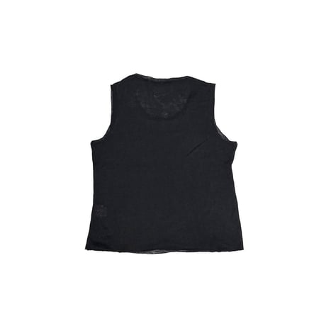 【USED】00's JIL SANDER Sheer Viscose Knit Tank Top Black