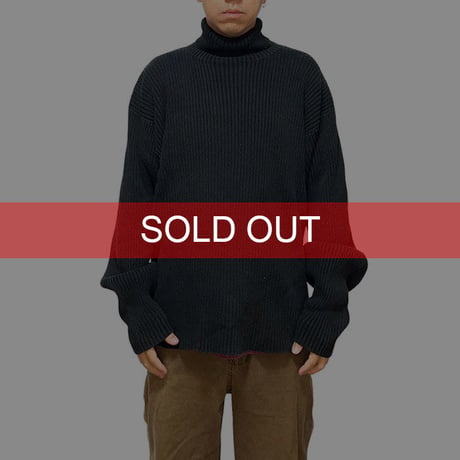 【USED】90'S TOMMY HILFIGER  TURTLENECK RIB COTTON KNIT SWEATER