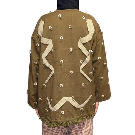 【USED】90's YAK MAGIK Shell Button & Hemp Embellished Jacket