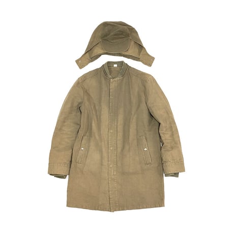 【USED】HUSSEIN CHALAYAN 2004-2005 AW  VINTAGE COTTON COAT with PILOT CAP
