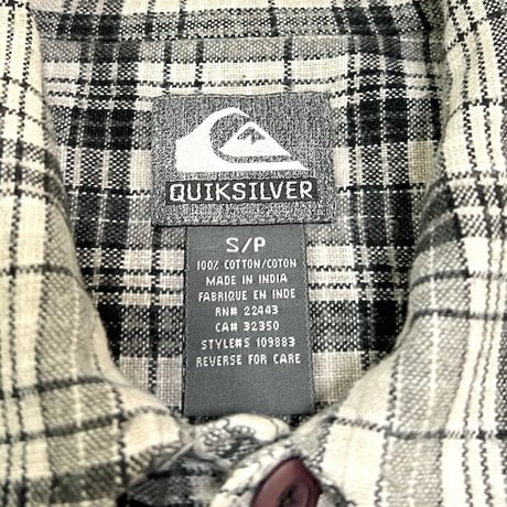 【USED】90'S-00'S QUIKSILVER COTTON FLANNEL CHECK SHIRT