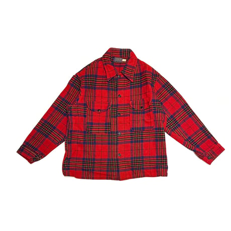 【USED】70's PENDLETON Red Tartan Wool CPO Shirt