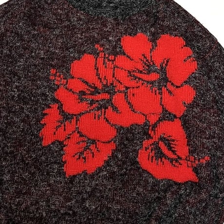【USED】80'S-90'S Alicia HIBISCUS KNIT SWEATER
