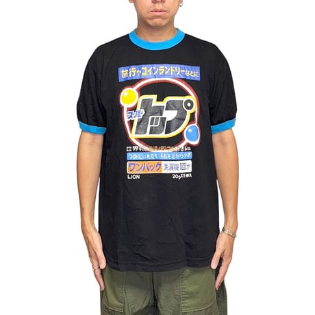【USED】90's-00's DIESEL "Super TOP Detergent" Graphic Ringer T-shirt