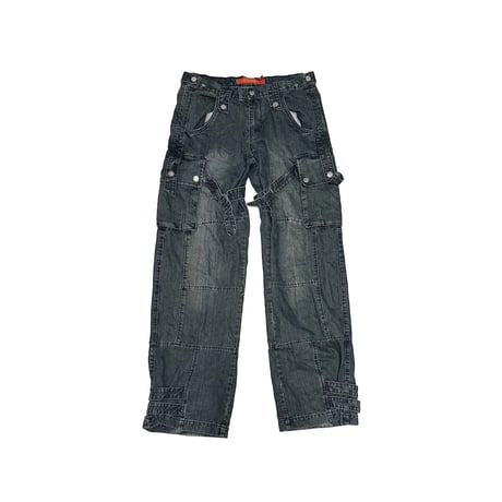 【USED】00's Fishbone Bondage Denim Cargo Pants