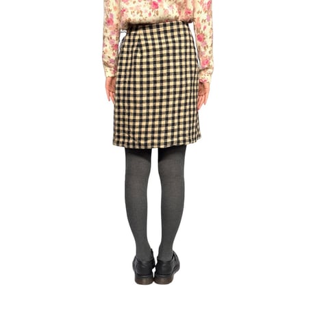 【USED】80's-90's Westbound Check Wrap Mini Skirt with Fringe Detail