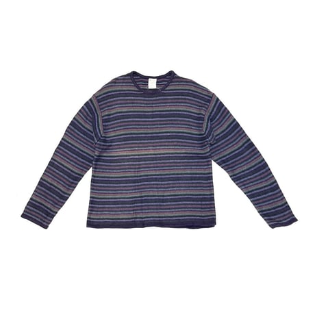 【USED】90's OLD NAVY RAMIE COTTON BORDER KNIT TOP