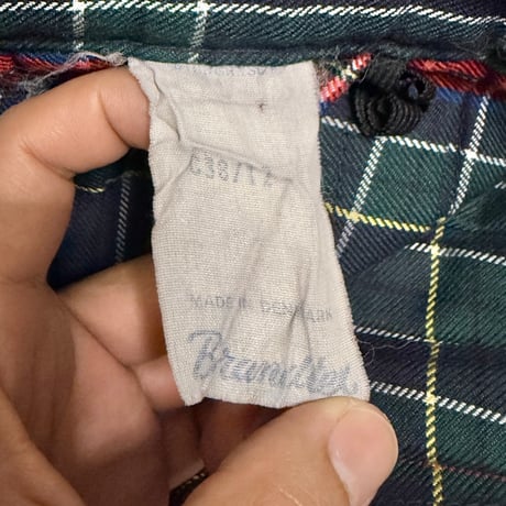 【USED】80's Brandtex Denmark Tartan Pleated Midi Skirt Navy × Red