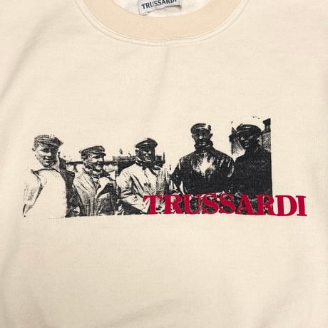 【USED】80's-90's TRUSSARDI Craftsmen Photo Graphic Sweatshirt